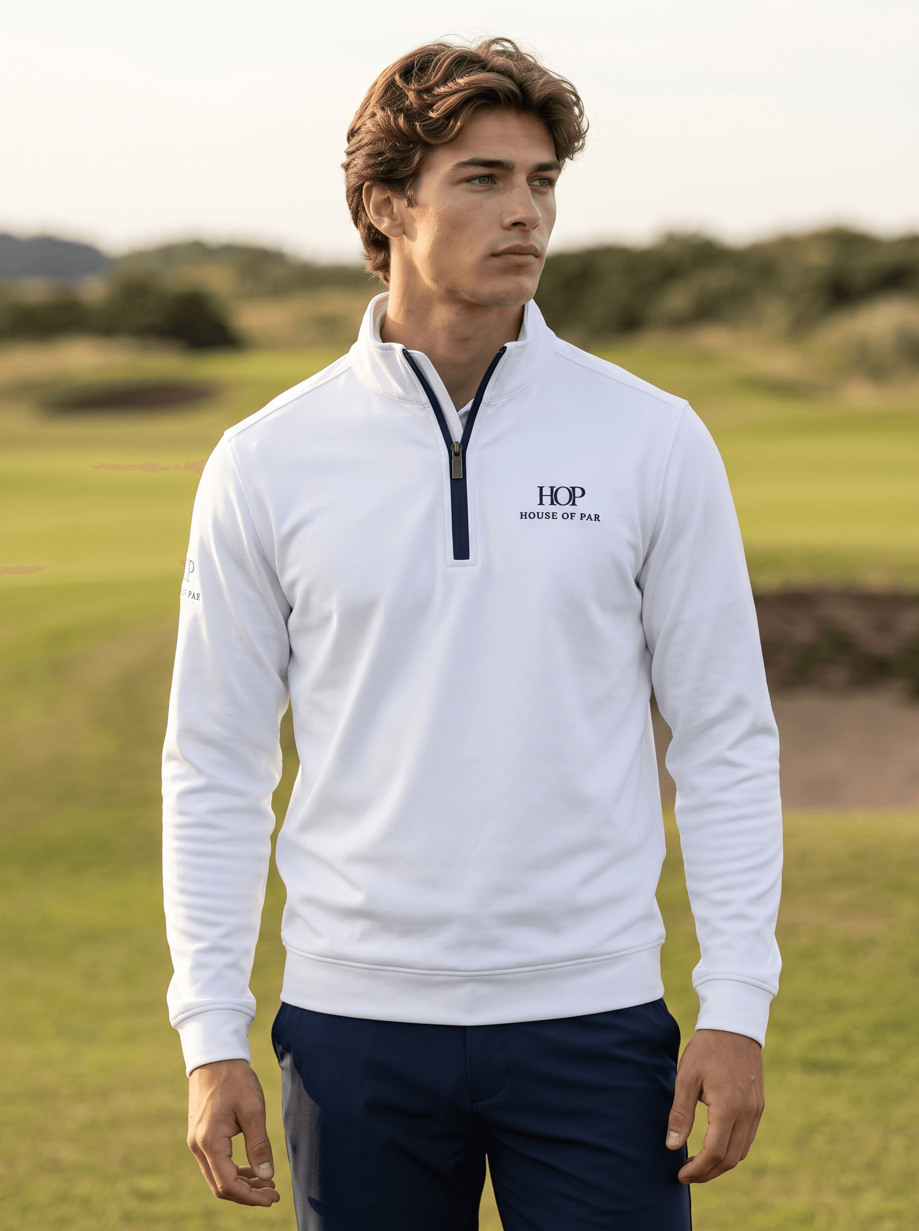 Quarter Zip — White